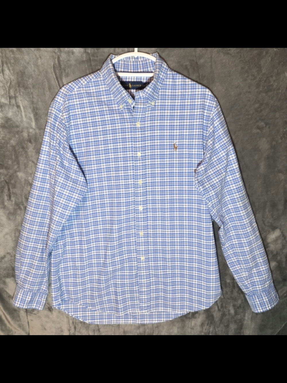Ralph Lauren Light Blue & White Plaid Button-Down Shirt